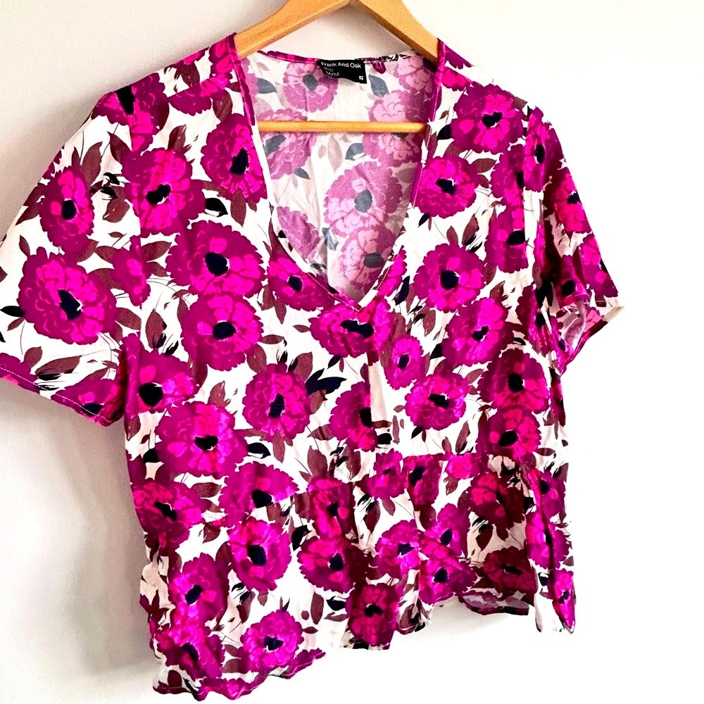 Frank & Oak Pink The Babydoll Top, Size Medium - Picture 2 of 7